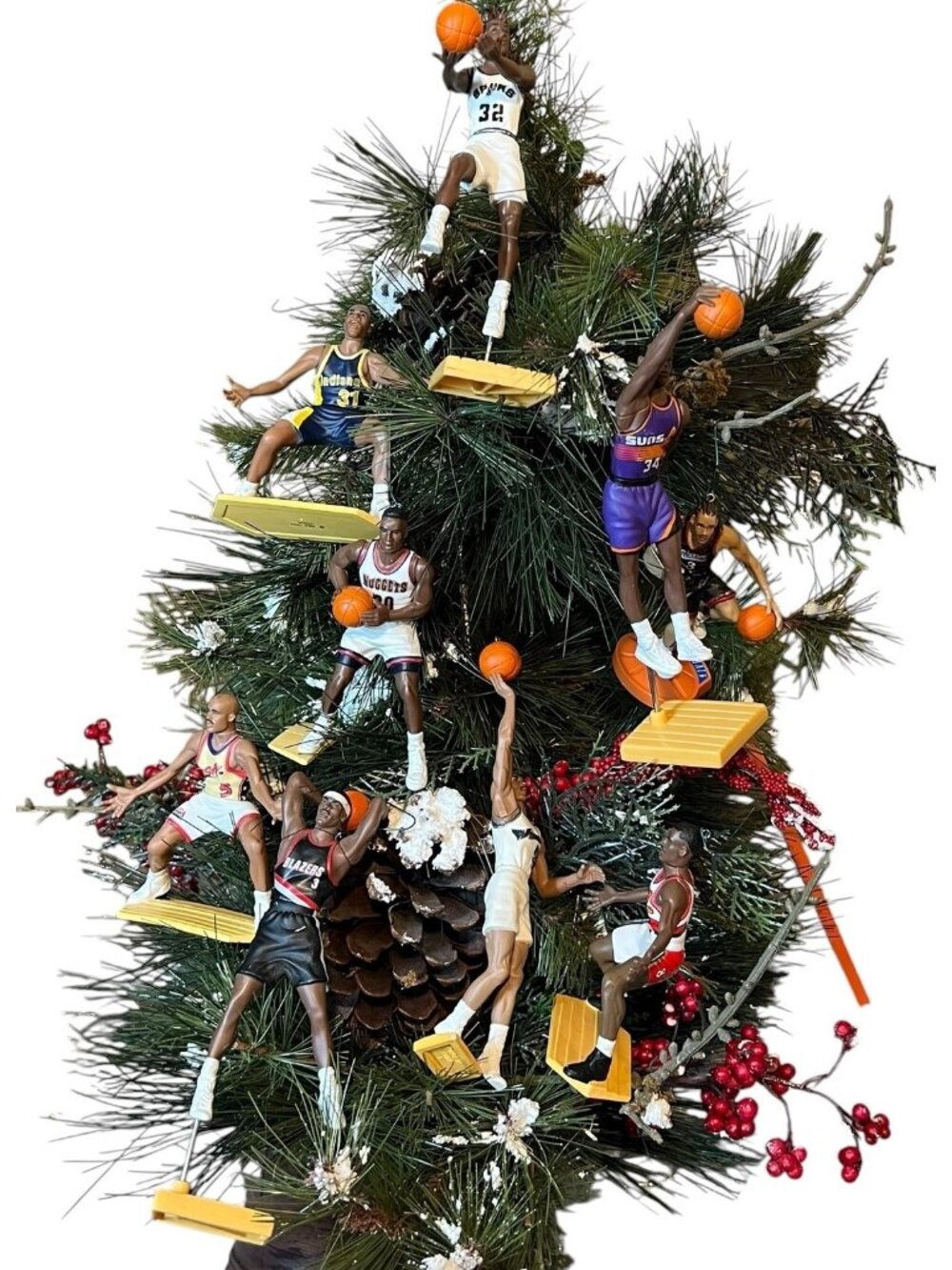 Vintage 90s Starting Lineup Christmas Tree Ornament NBA Basketball Lot Iverson